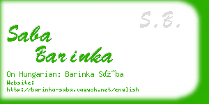 saba barinka business card